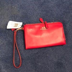 Coach Red Leather Wristlet